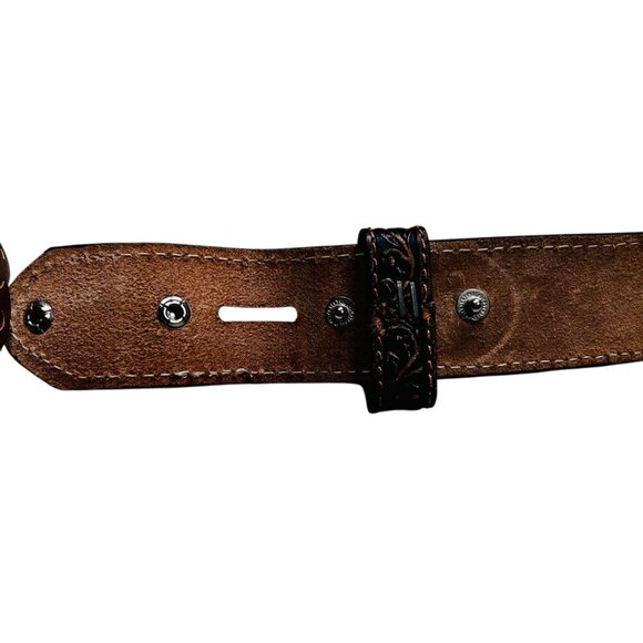 Tony Lama 36 Tooled Leather Belt Western C51155 Brown - Picture 4 of 4